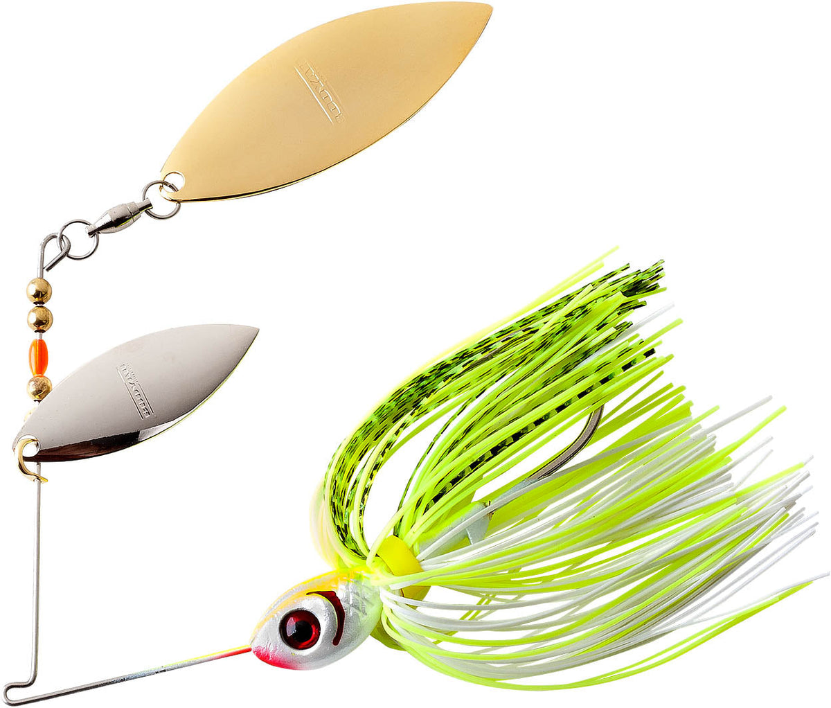 Booyah Double Willow Blade Spinnerbait Chartreuse White Shad